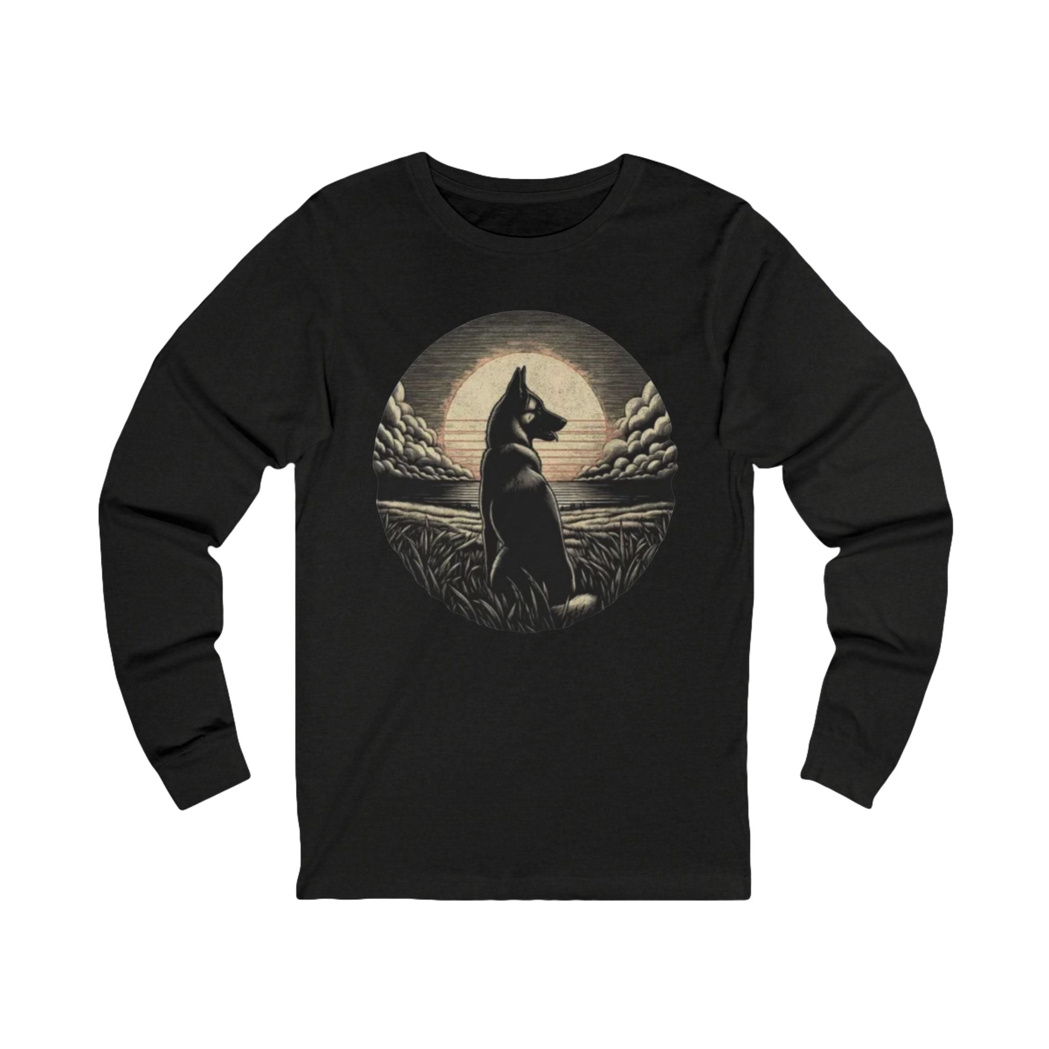 Belgian Malinios Moon Long Sleeve Tee | Nightscape Graphic