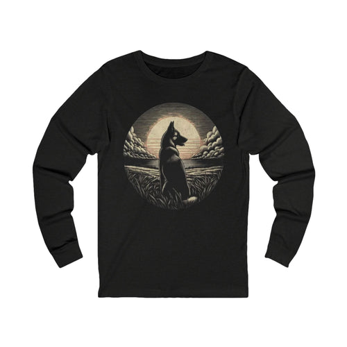 Belgian Malinios Moon Long Sleeve Tee | Nightscape Graphic