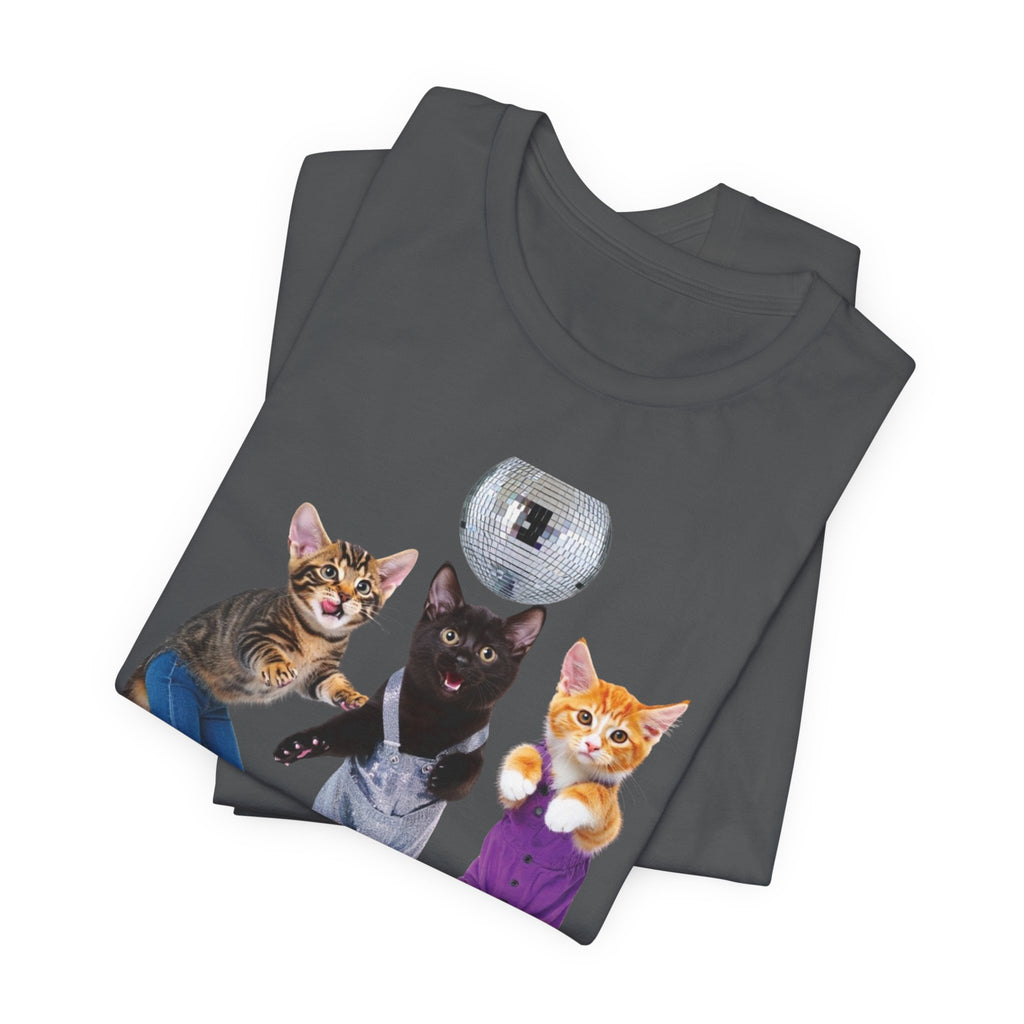 Disco Roller Cats T-Shirt | Three Cats on Roller Skates with Disco Ball