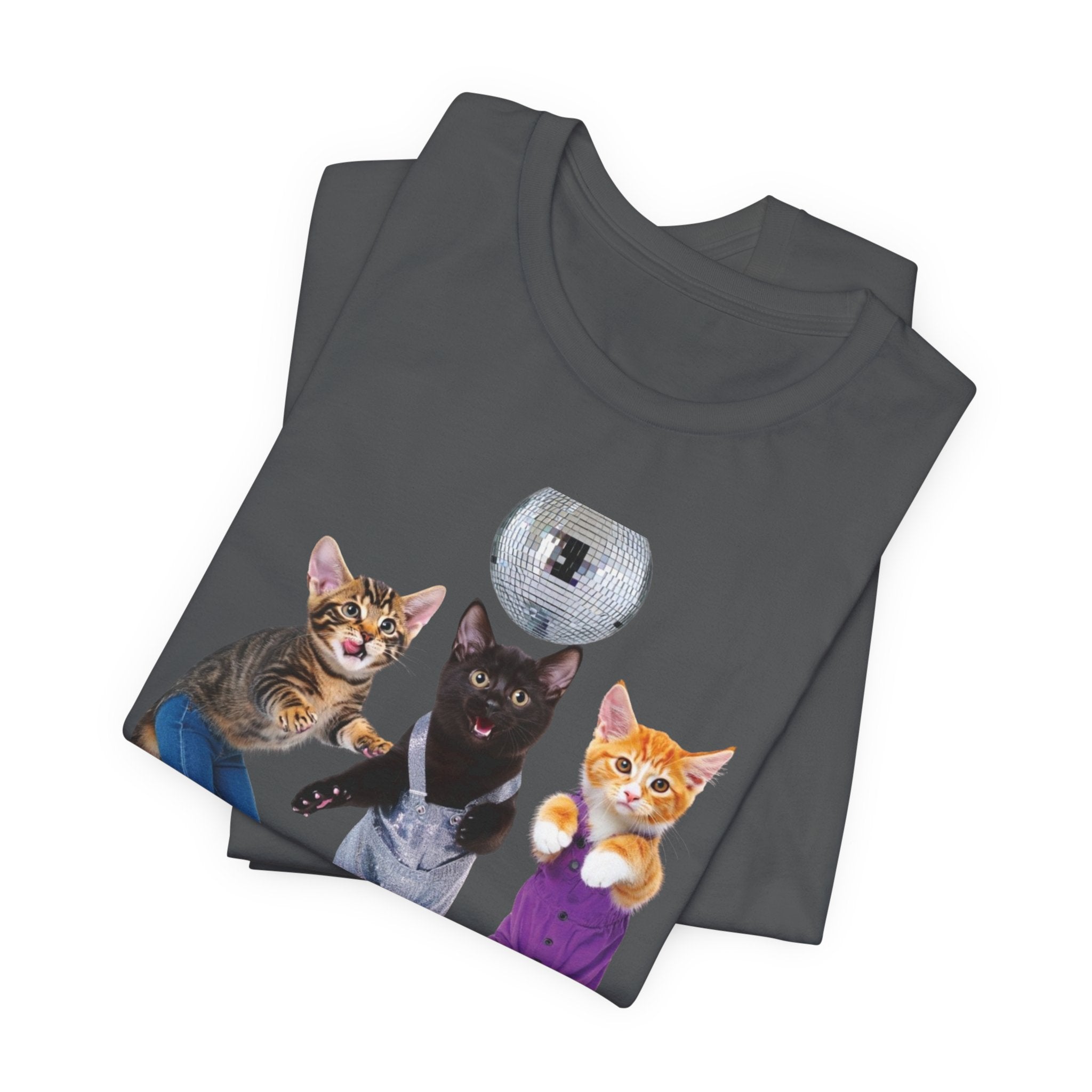 Disco Roller Cats T-Shirt | Three Cats on Roller Skates with Disco Ball