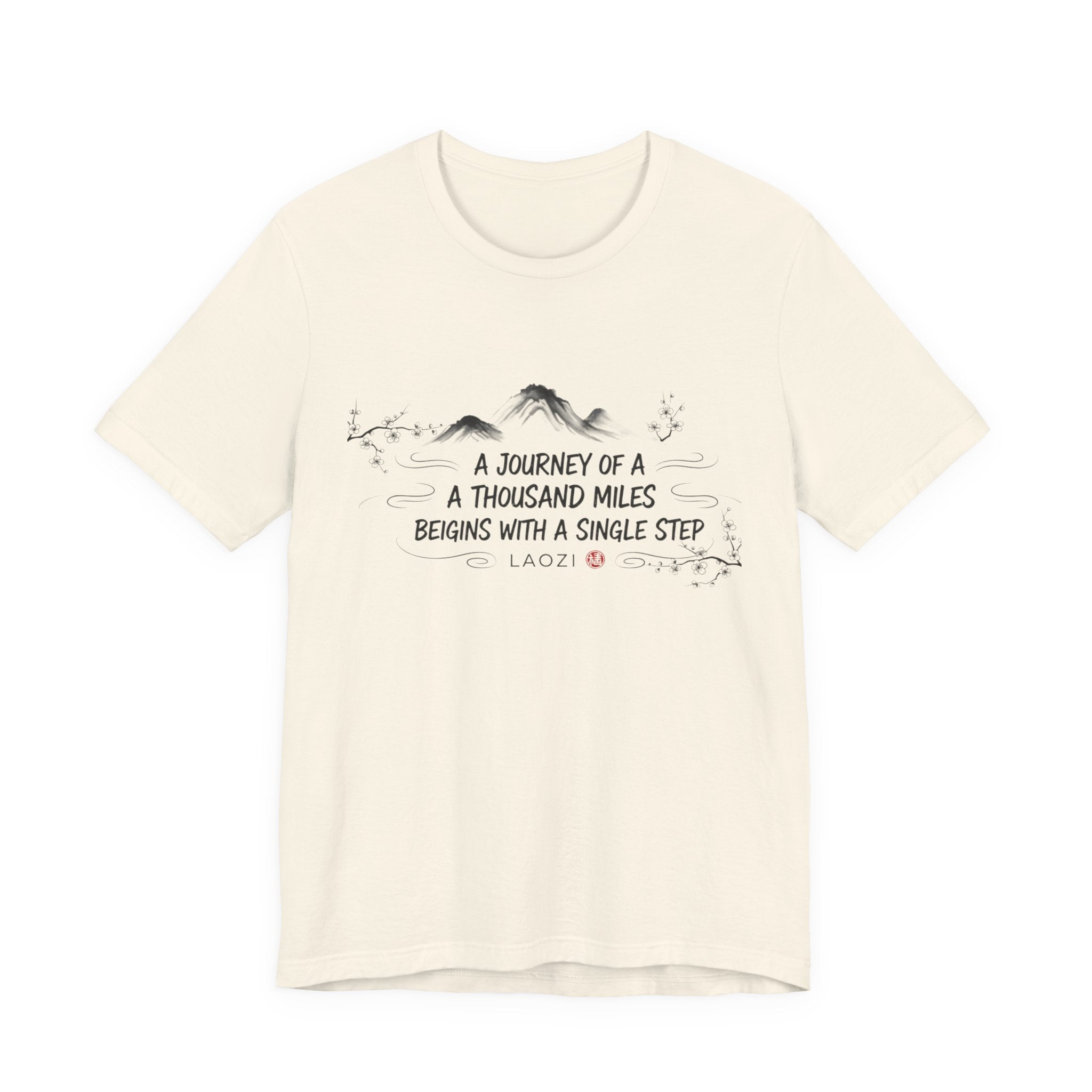 A Journey of a Thousand Miles tee | Mountain Quote Shirt, Minimal Zen Design