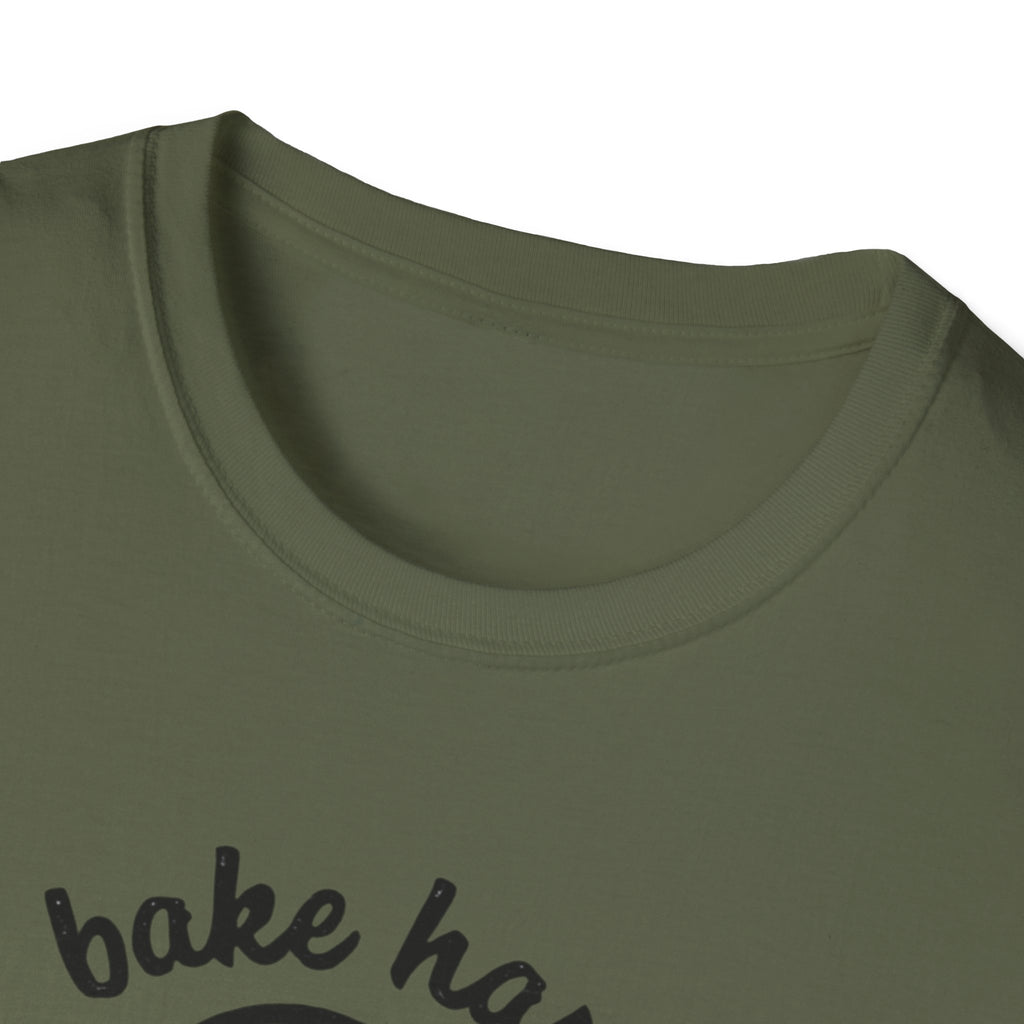 Bake Hard or Go Home T-Shirt | Skull Baker, Rolling Pin & Whisk Design