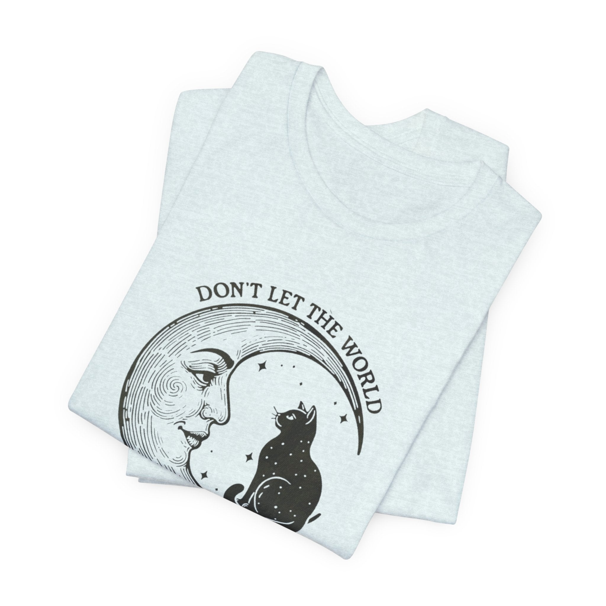 Celestial Cat Tee with Inspirational Quote, Unisex Tee, Moon and Cat Shirt, Witchy Apparel, Gift for Cat Lovers