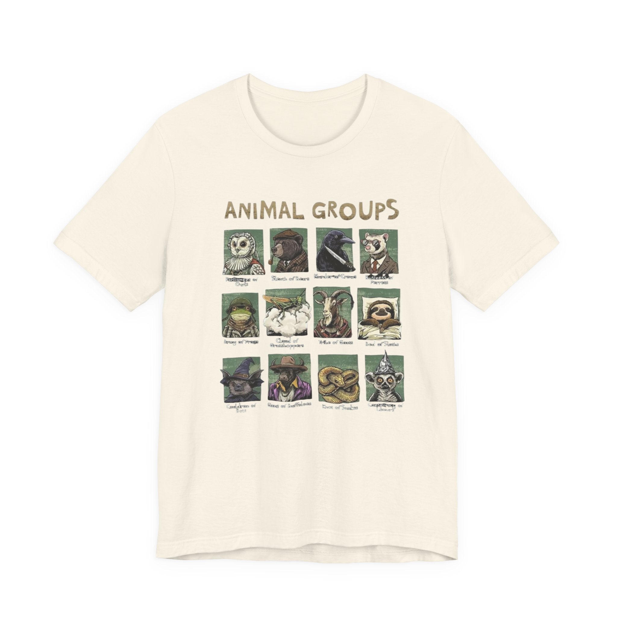 Animal Groups tee | Vintage animal illustrations grid