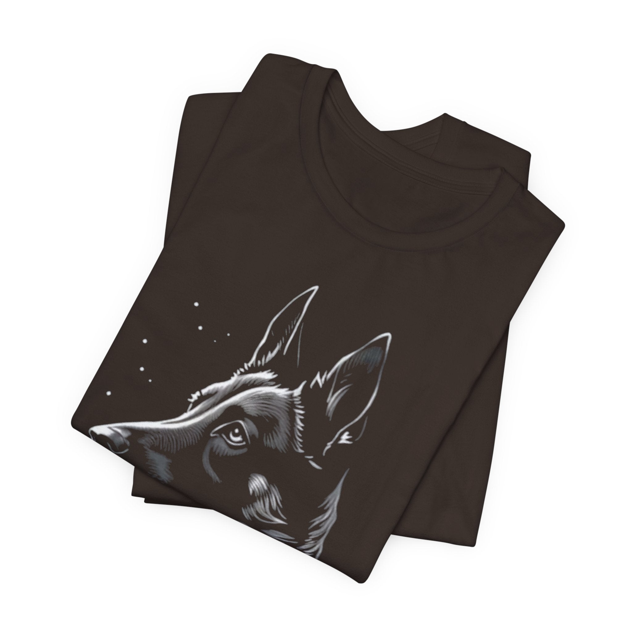 German Shepherd Portrait T-Shirt — Detailed Monochrome Dog Tee