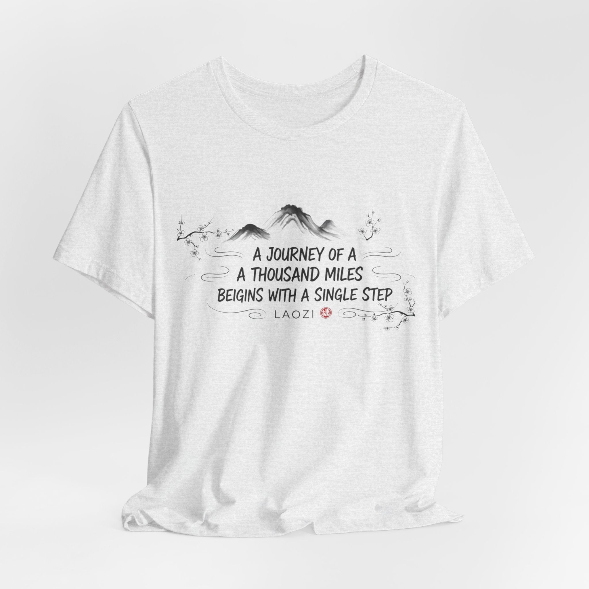 A Journey of a Thousand Miles tee | Mountain Quote Shirt, Minimal Zen Design