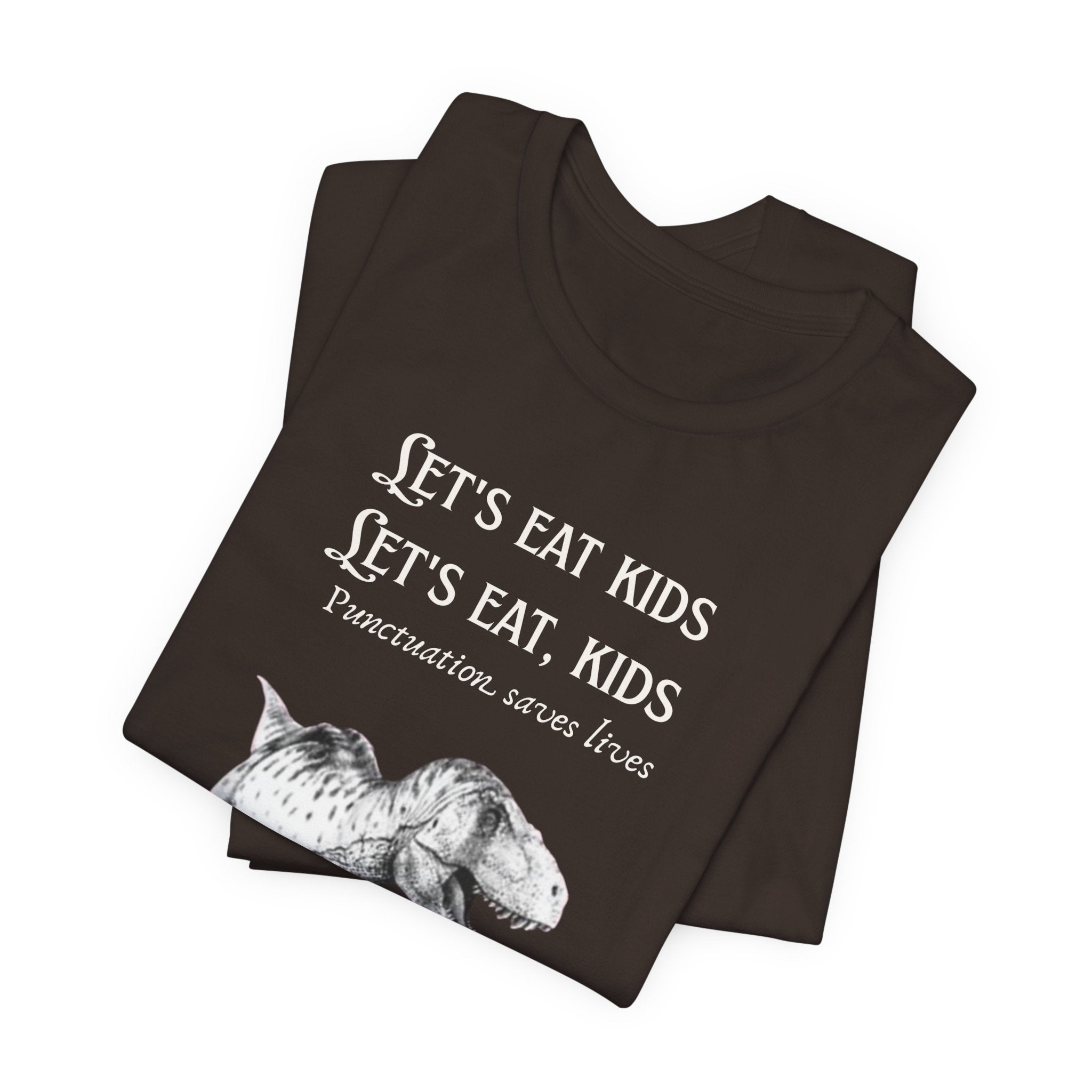 Let's Eat Kids T-Shirt | Tyrannosaurus Rex Grammar Joke Tee, English Teacher shirt