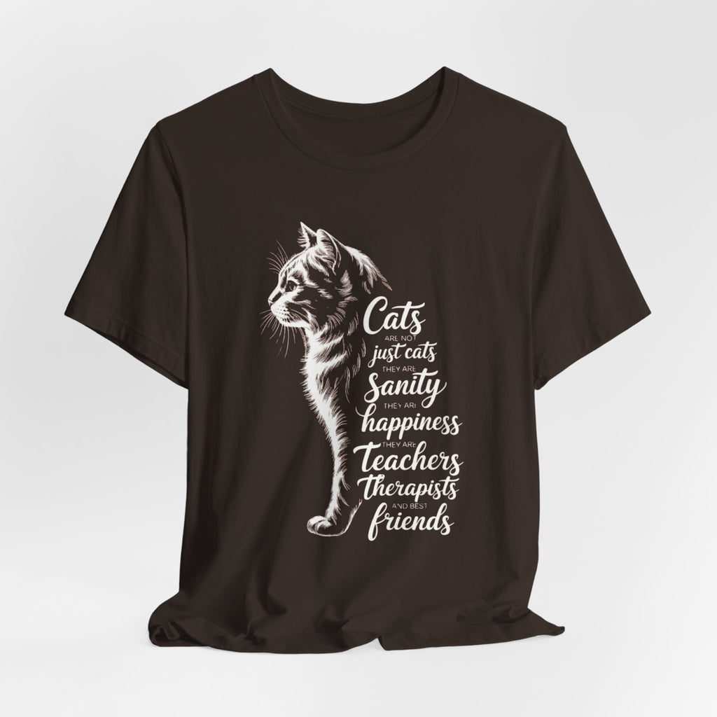 Cat Illustration Unisex Tee, Positive Vibes Motivational Tshirt, Cat Lover Shirt, Graphic Tee Gift, Inspirational Animal Tee