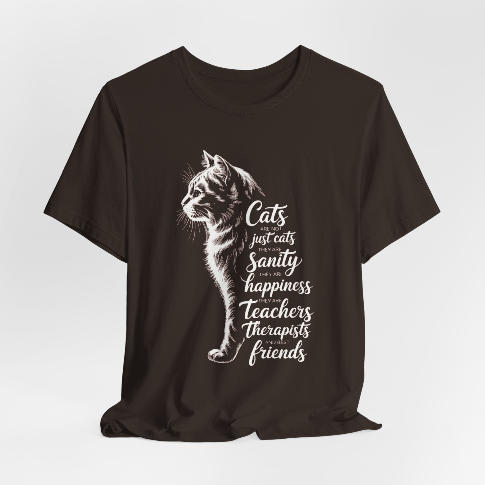 Cat Illustration Unisex Tee, Positive Vibes Motivational Tshirt, Cat Lover Shirt, Graphic Tee Gift, Inspirational Animal Tee