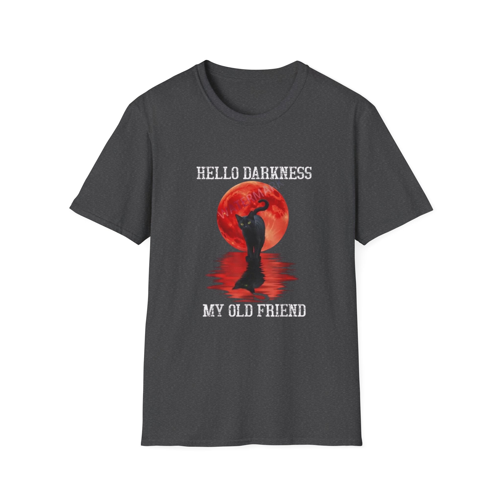 Red Moon Cat T-Shirt | Silhouette Reflection, Ocean Night