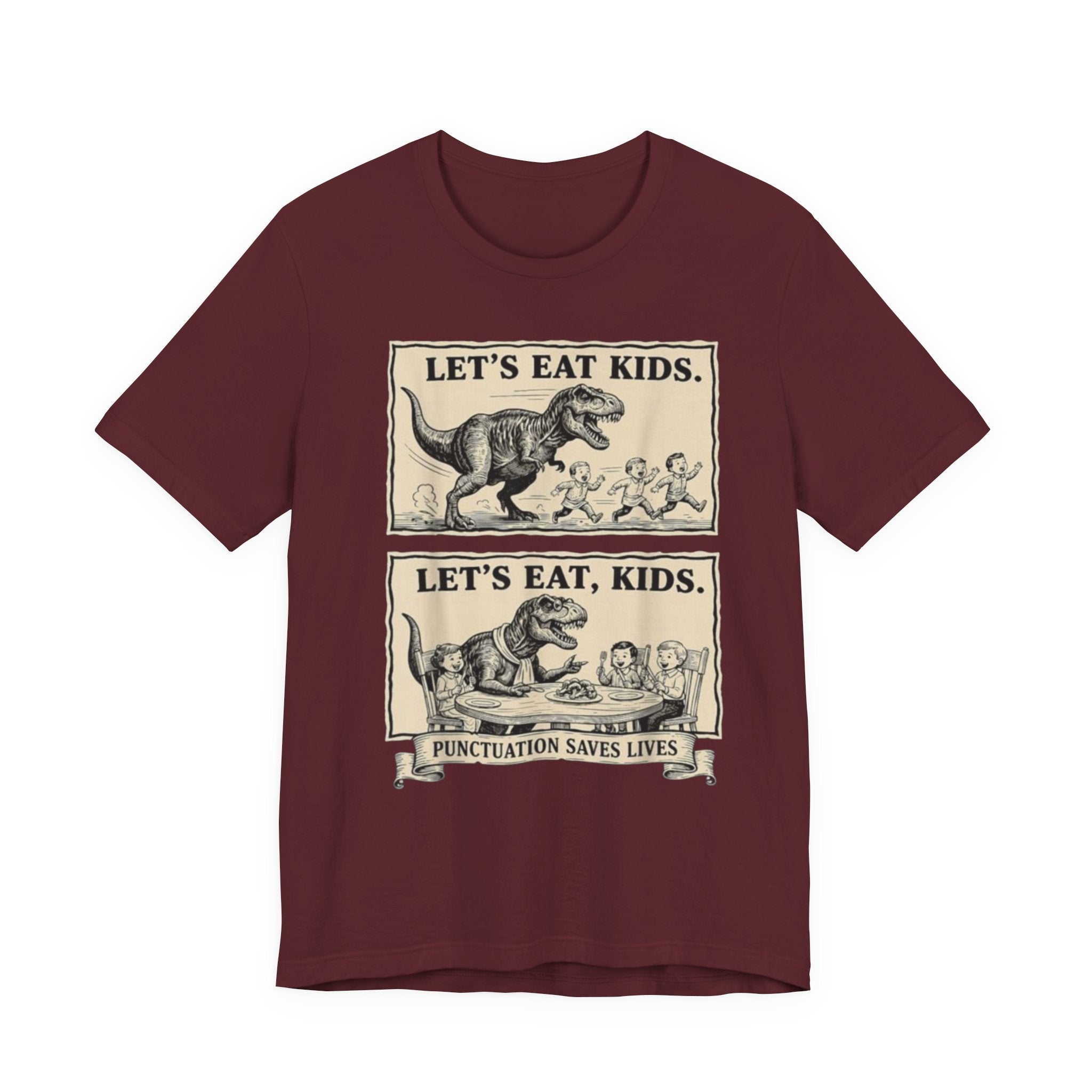 Punctuation Saves Lives comic panel Tee | Let's eat kids, Let's eat, kids design, English Teacher shirt