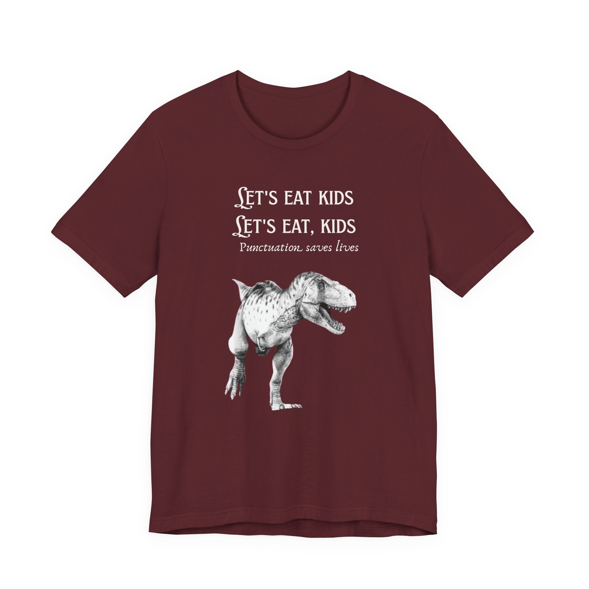 Let's Eat Kids T-Shirt | Tyrannosaurus Rex Grammar Joke Tee, English Teacher shirt