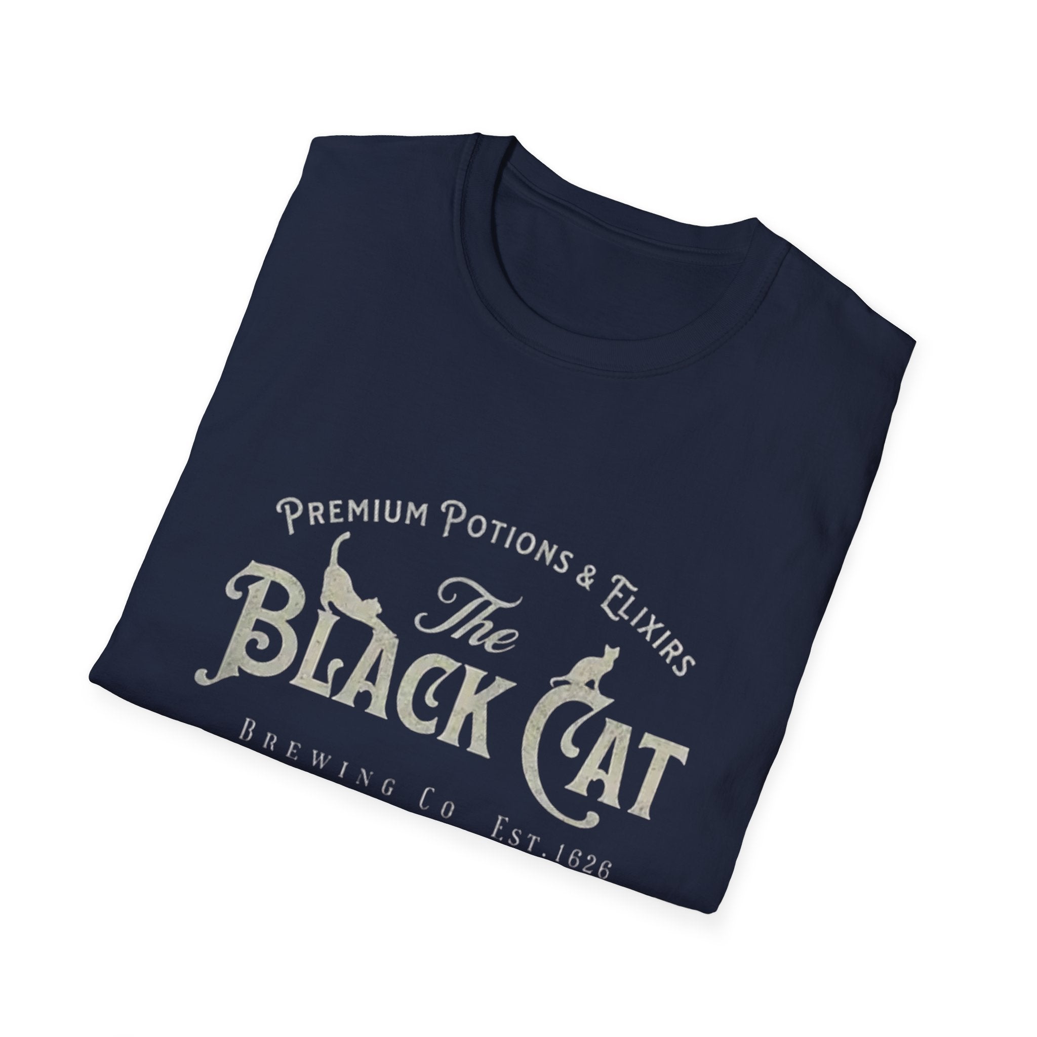 Vintage Black Cat Graphic T-Shirt, Witchy Shirt, Halloween Apparel, Softstyle Tee, Gift for Cat Lovers, Salem MA Merch