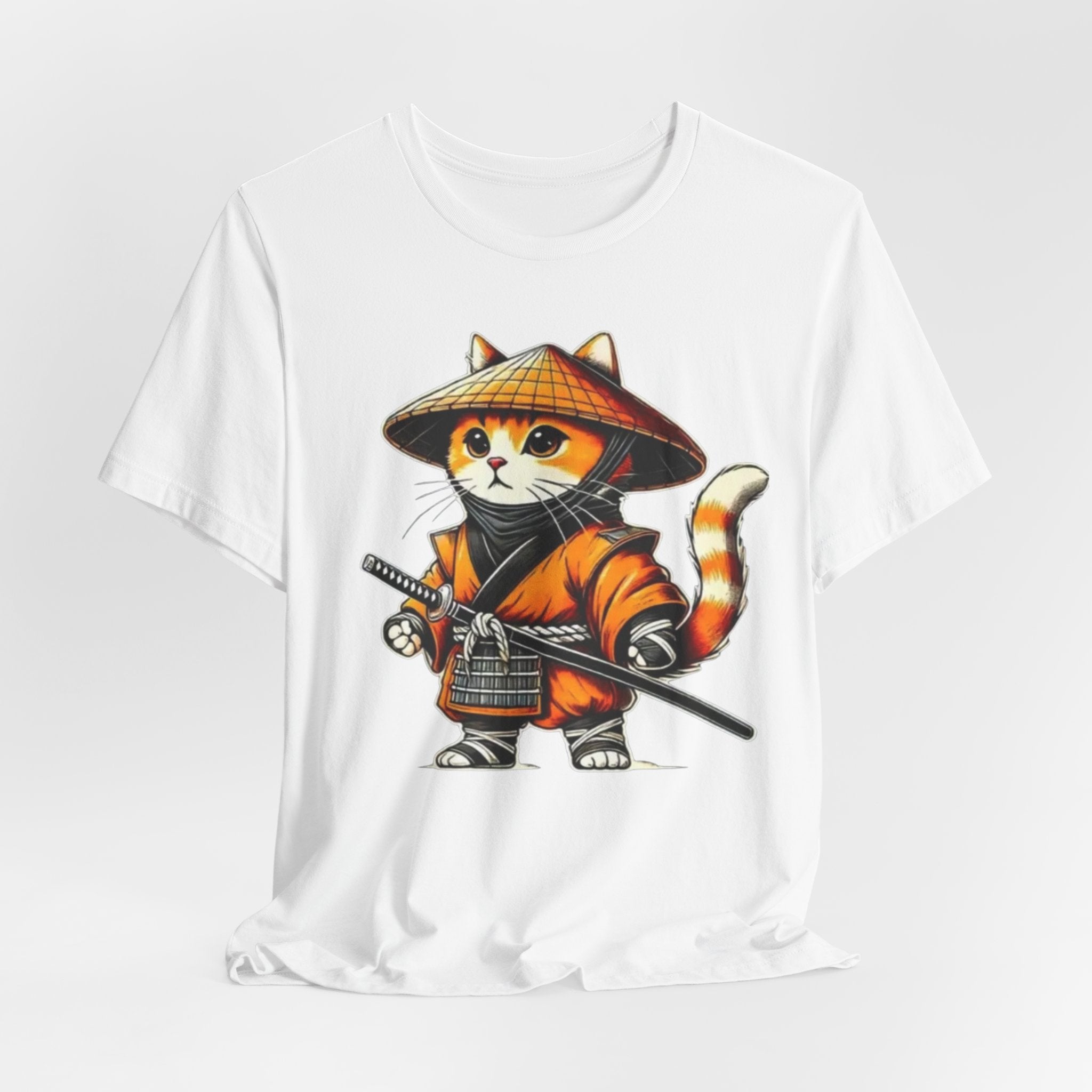 Samurai Cat T‑Shirt — Cute Ninja Kitten Graphic Tee