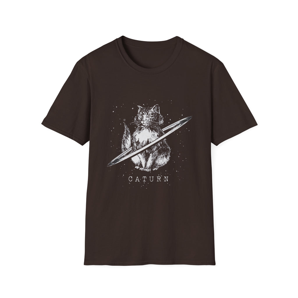 Cat Planetary Orbit Illustration T-Shirt | Minimal Space Art