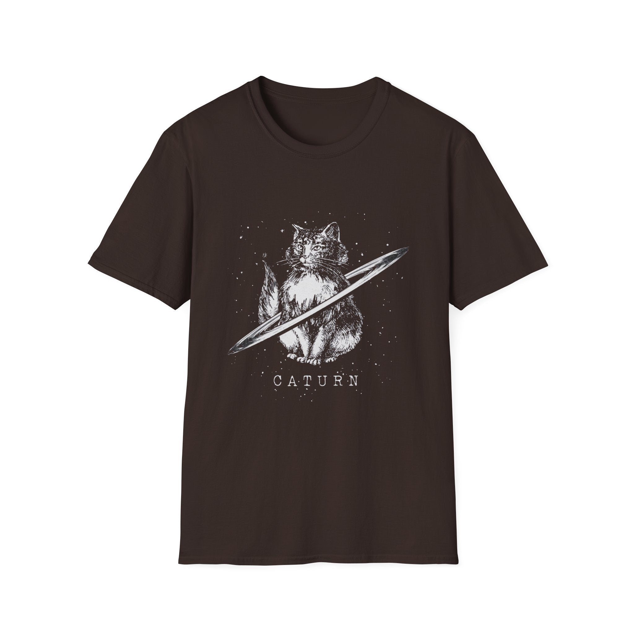 Cat Planetary Orbit Illustration T-Shirt | Minimal Space Art