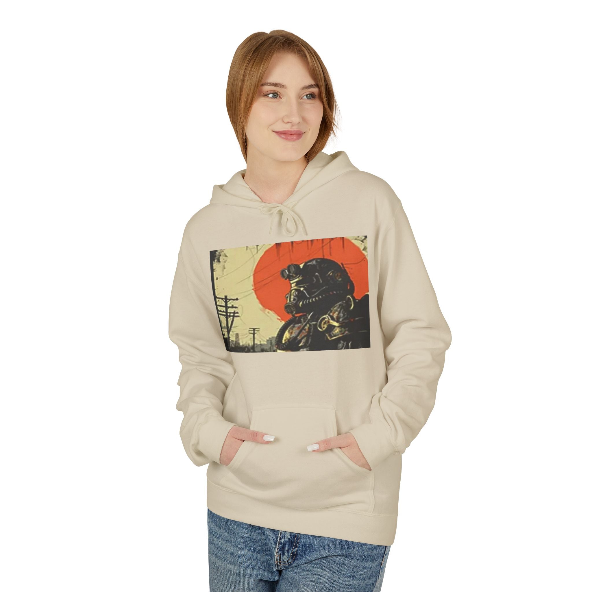 Vintage Biker Skull Hoodie , Fallout Hoodie— Sunset Rider Graphic Pullover