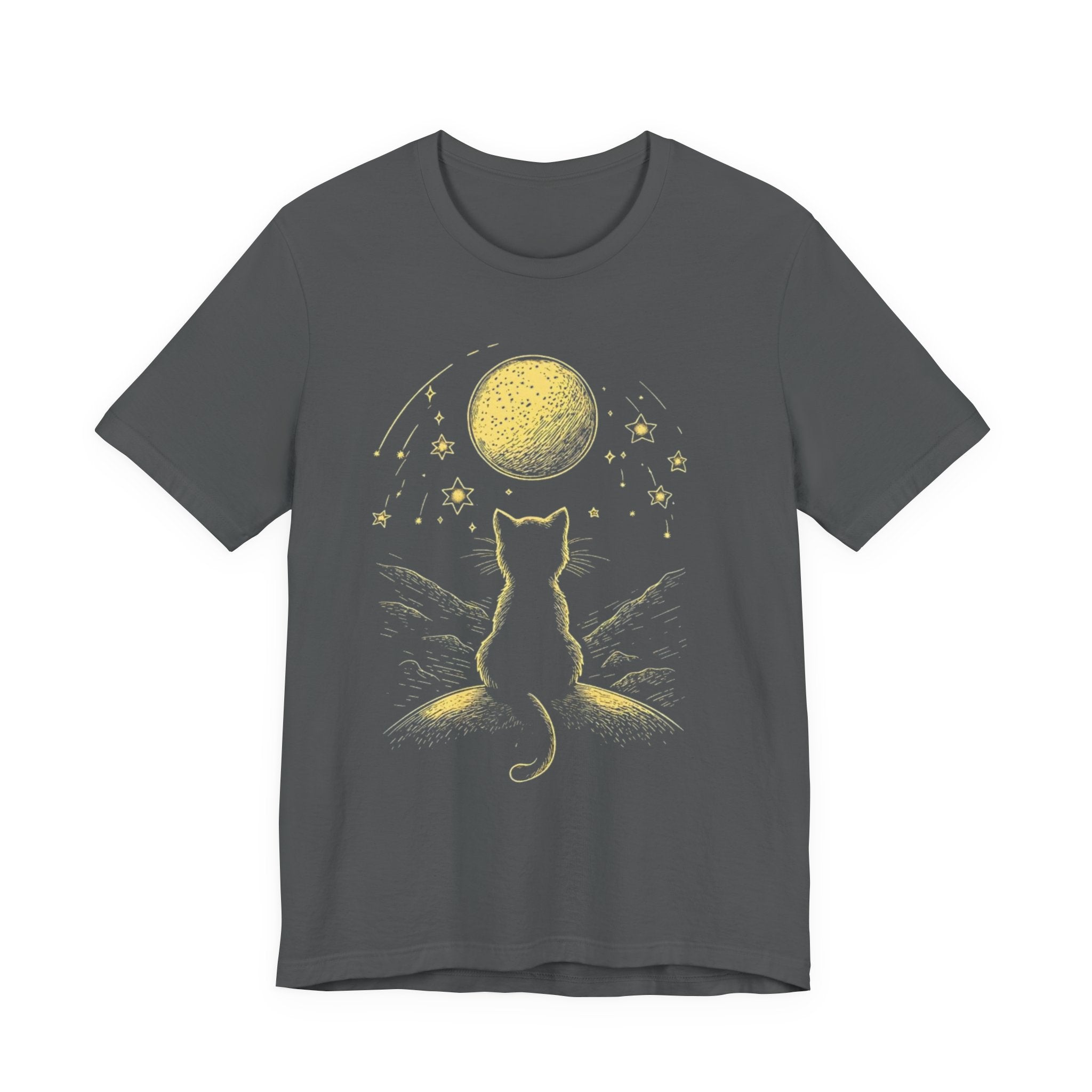 Cat Silhouette Moonlight T-Shirt | Night Sky Stars