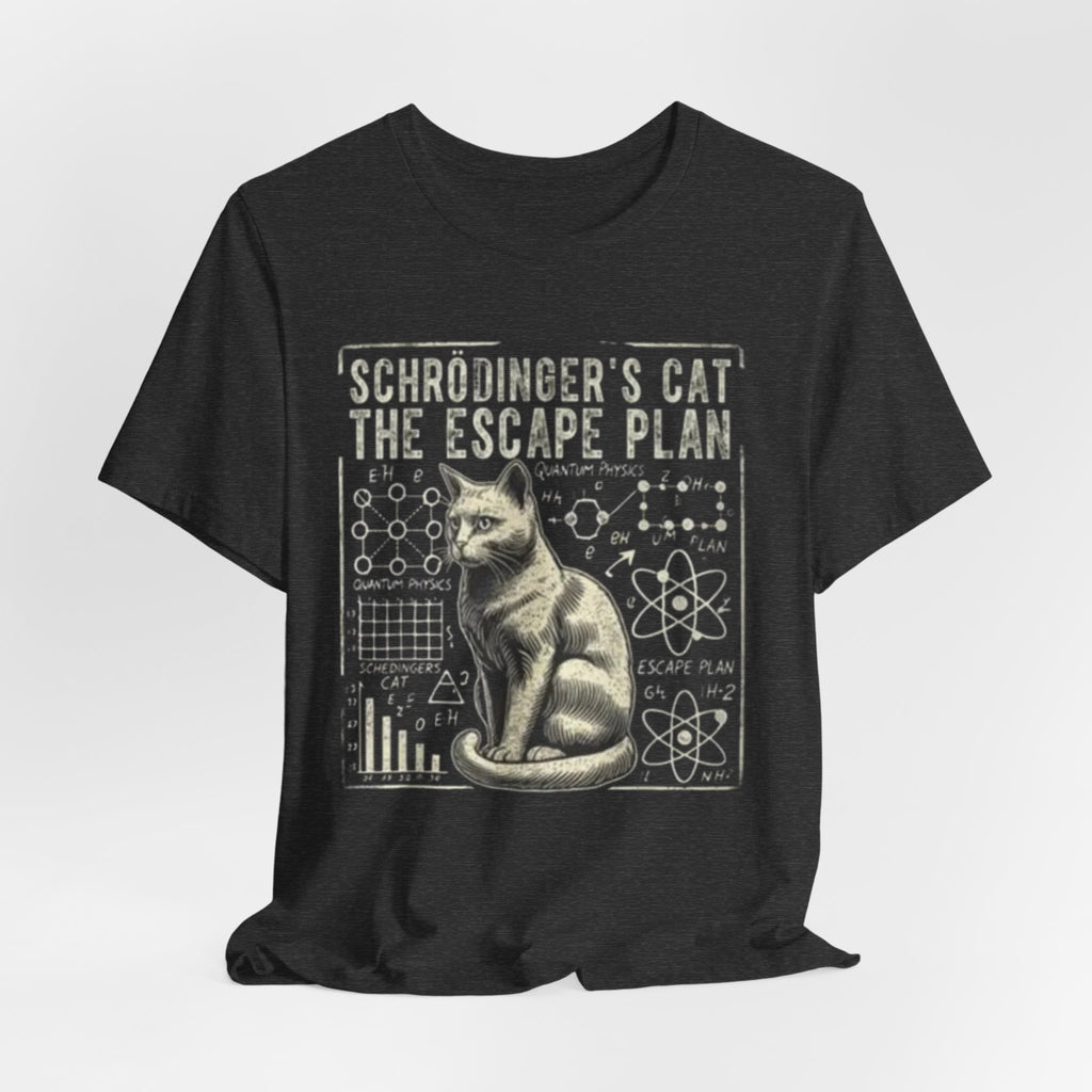 Schrödinger's Cat Escape Plan Tee | Physics Cat Diagram Shirt