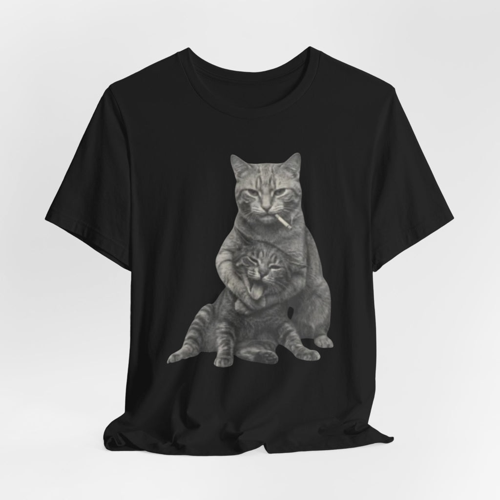 Cat Hug T-Shirt — Cute Vintage Cat Illustration Tee