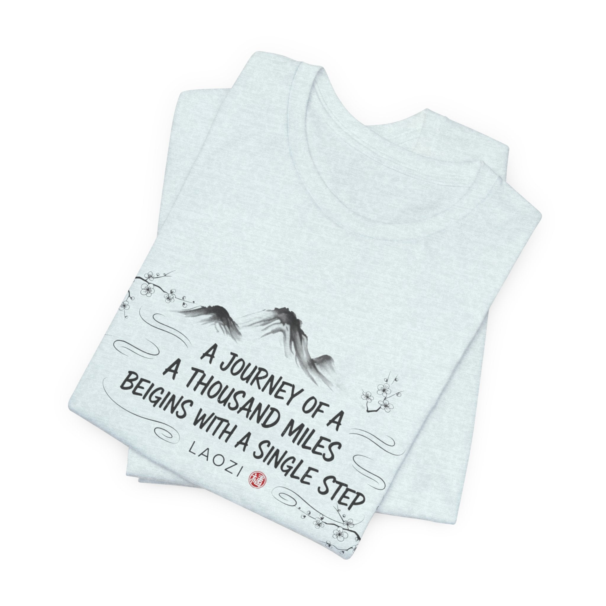 A Journey of a Thousand Miles tee | Mountain Quote Shirt, Minimal Zen Design