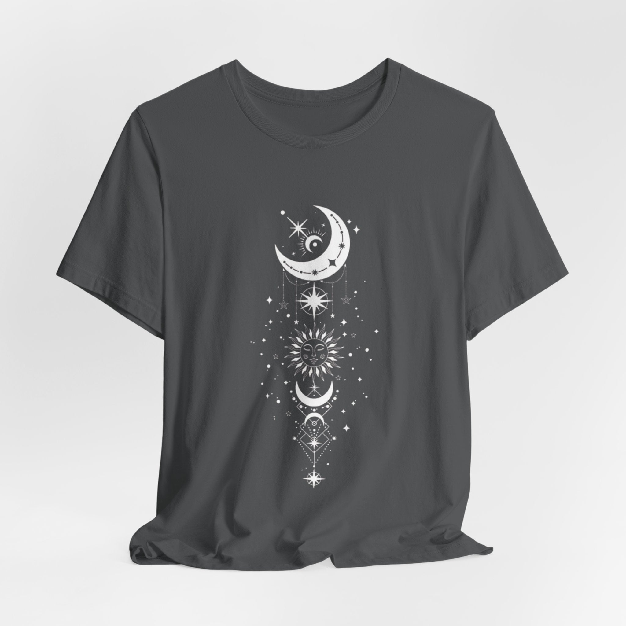 Celestial Moon Phase Tee, Unisex Graphic T-Shirt, Astrology Gift, Horoscope Apparel, Boho Style Top, Spiritual Wear
