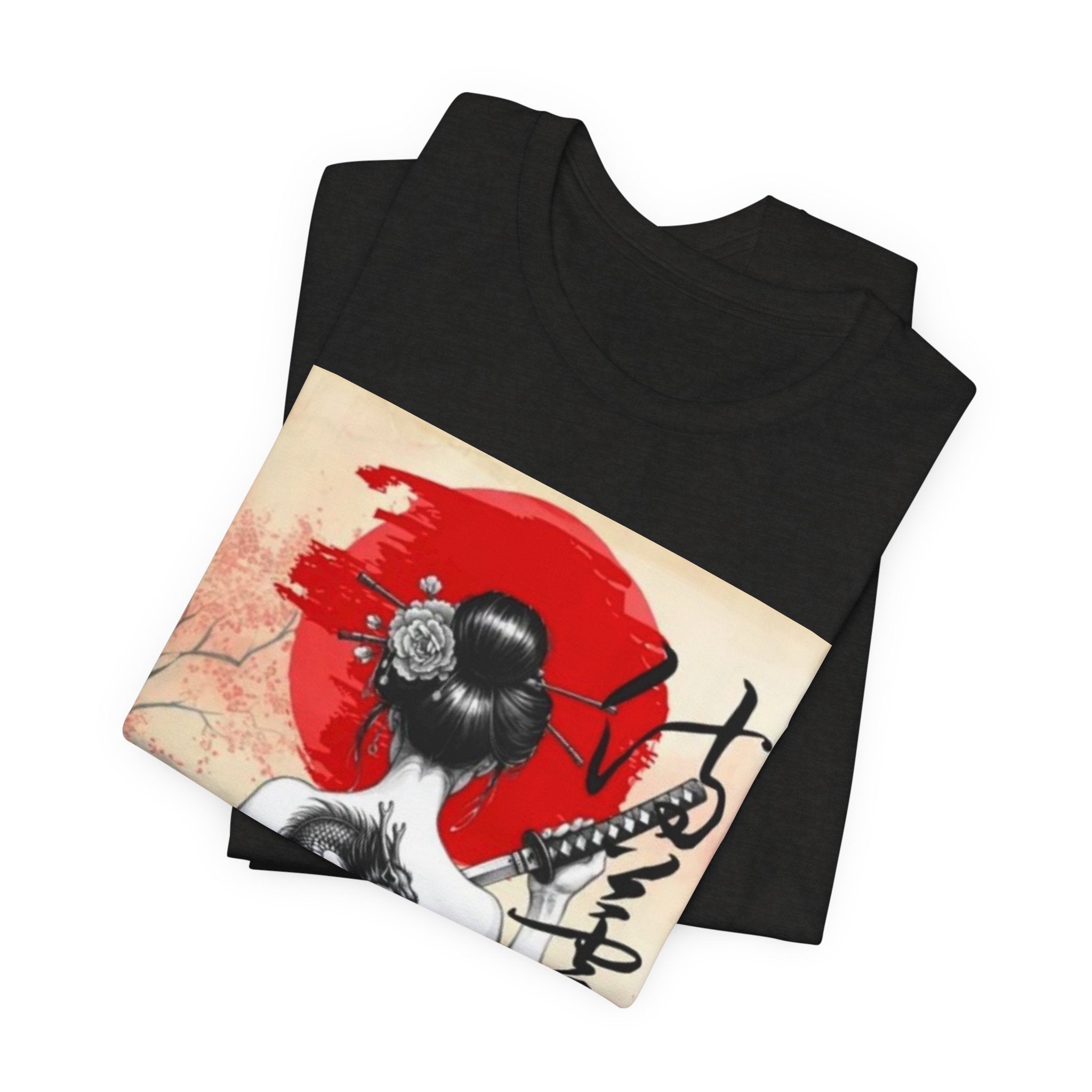 Geisha Portrait Tee | Japanese Red Sun, Dragon Tattoo, Calligraphy