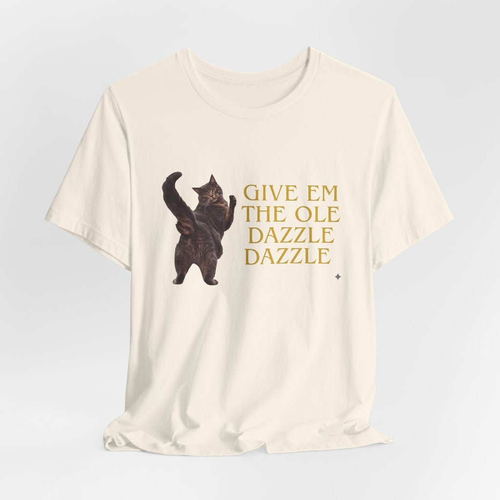 Give 'Em the Ole Dazzle Dazzle Cat T-Shirt | Retro Cat Illustration