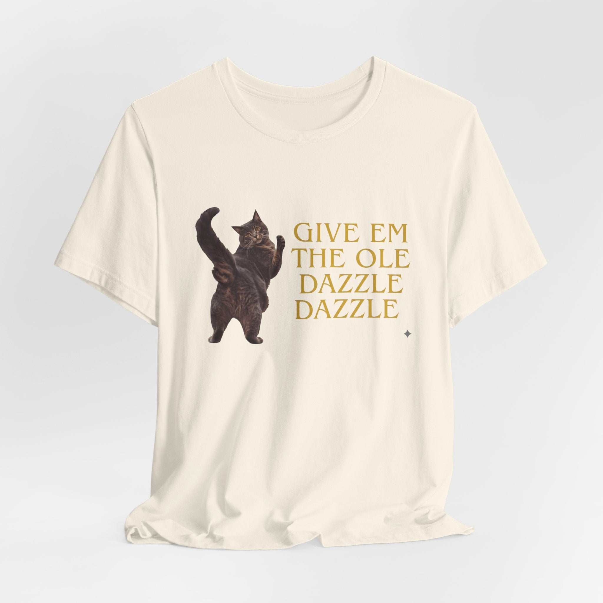 Give 'Em the Ole Dazzle Dazzle Cat T-Shirt | Retro Cat Illustration