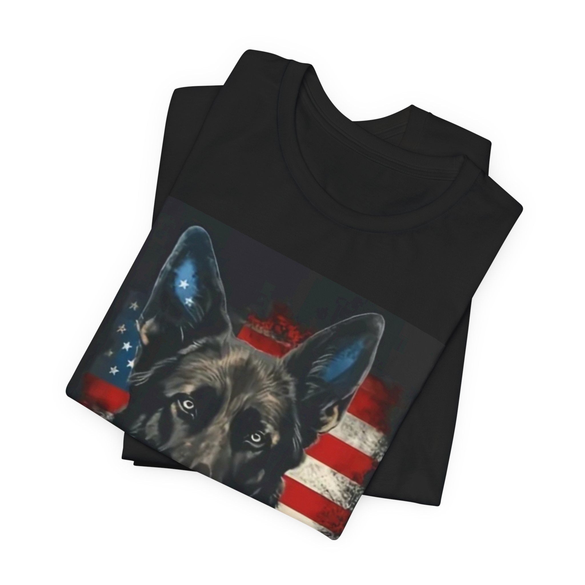German Shepherd Patriotic T-Shirt — Belgian Malinios Tee, American Flag Dog Tee