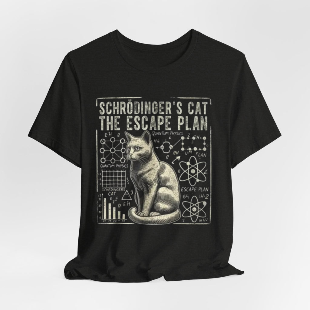 Schrödinger's Cat Escape Plan Tee | Physics Cat Diagram Shirt