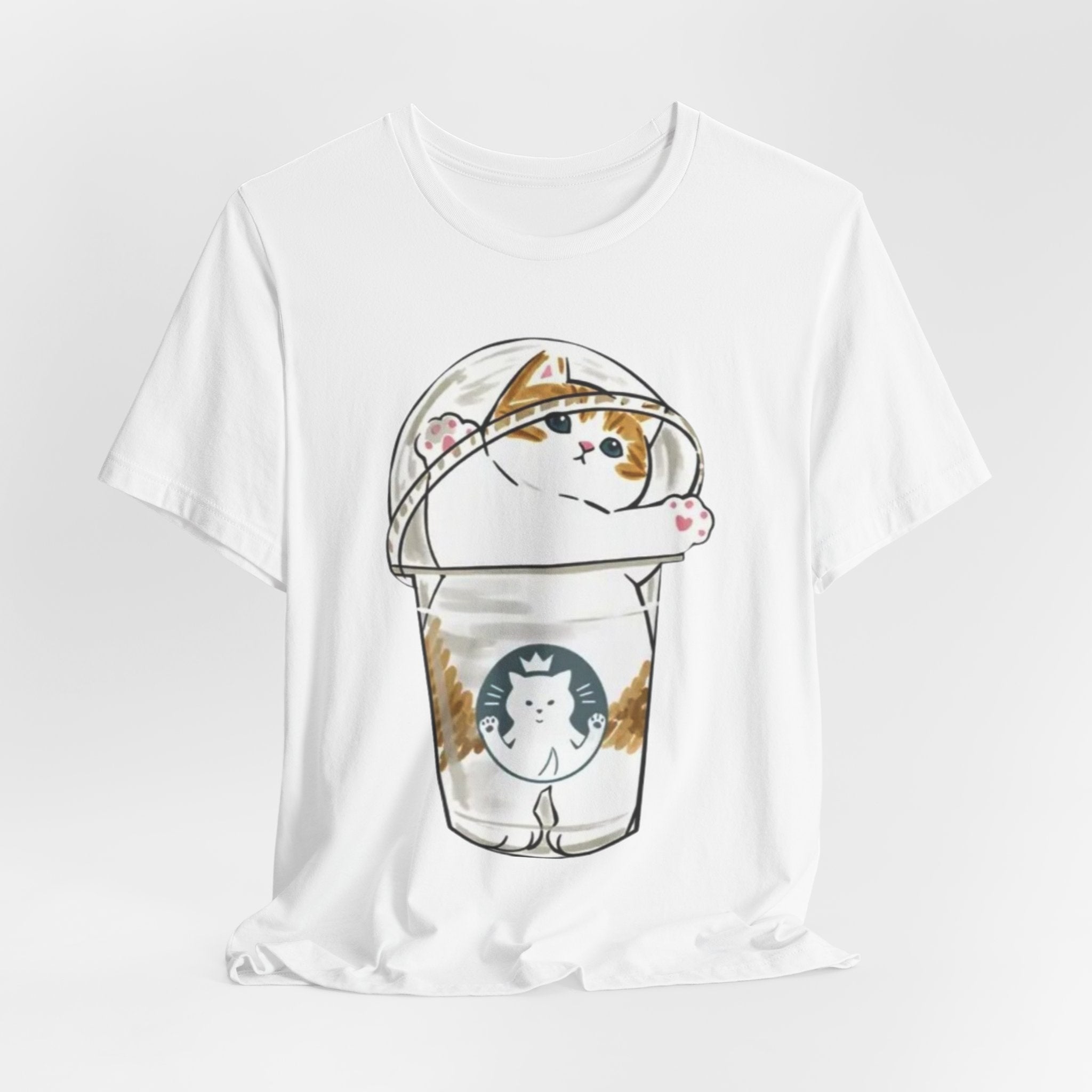 Cat in Bubble Tea Cup Tee | Kawaii Cat Boba Shirt, Cat in Coffee Cup tee, Cute Cat Illustration