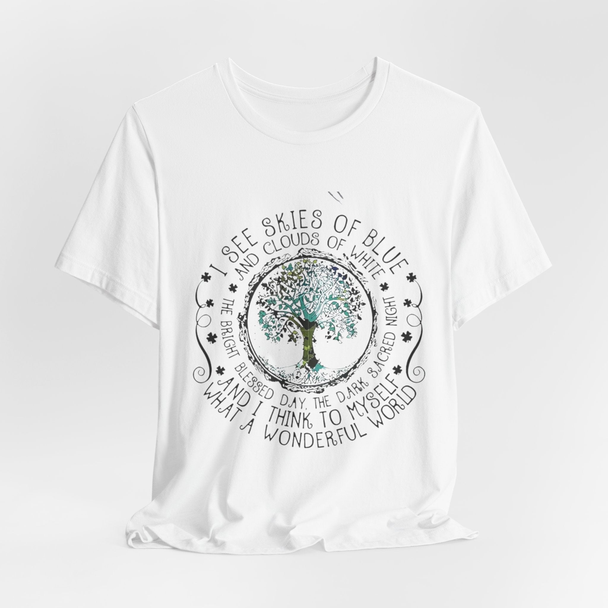 Vintage Inspirational Tee, Unisex Jersey T-Shirt, Nature Lover Gift, Skies of Blue Design, Positive Quote Shirt, Eco-Friendly Apparel