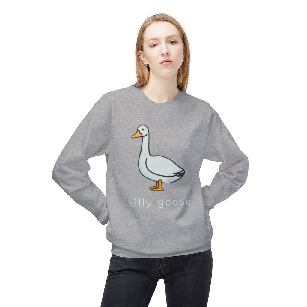 Silly Goose Illustration Sweatshirt | Cute Duck Cartoon Crewneck
