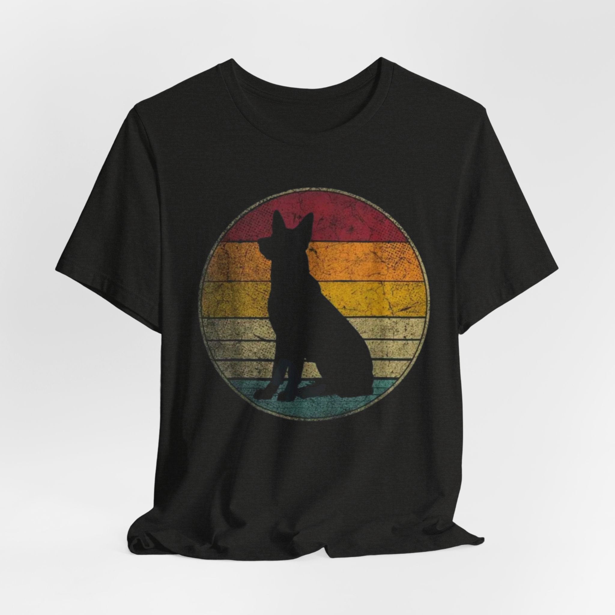 German Shepherd Silhouette Tee — Retro Sunset Dog Lover T-Shirt