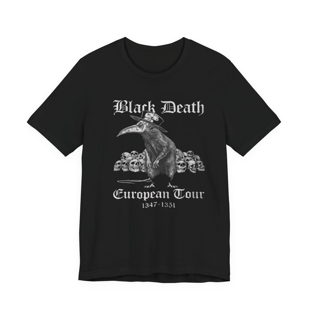 Black Death Plague Doctor crow European Tour T-Shirt | 1347-1351 gothic tee