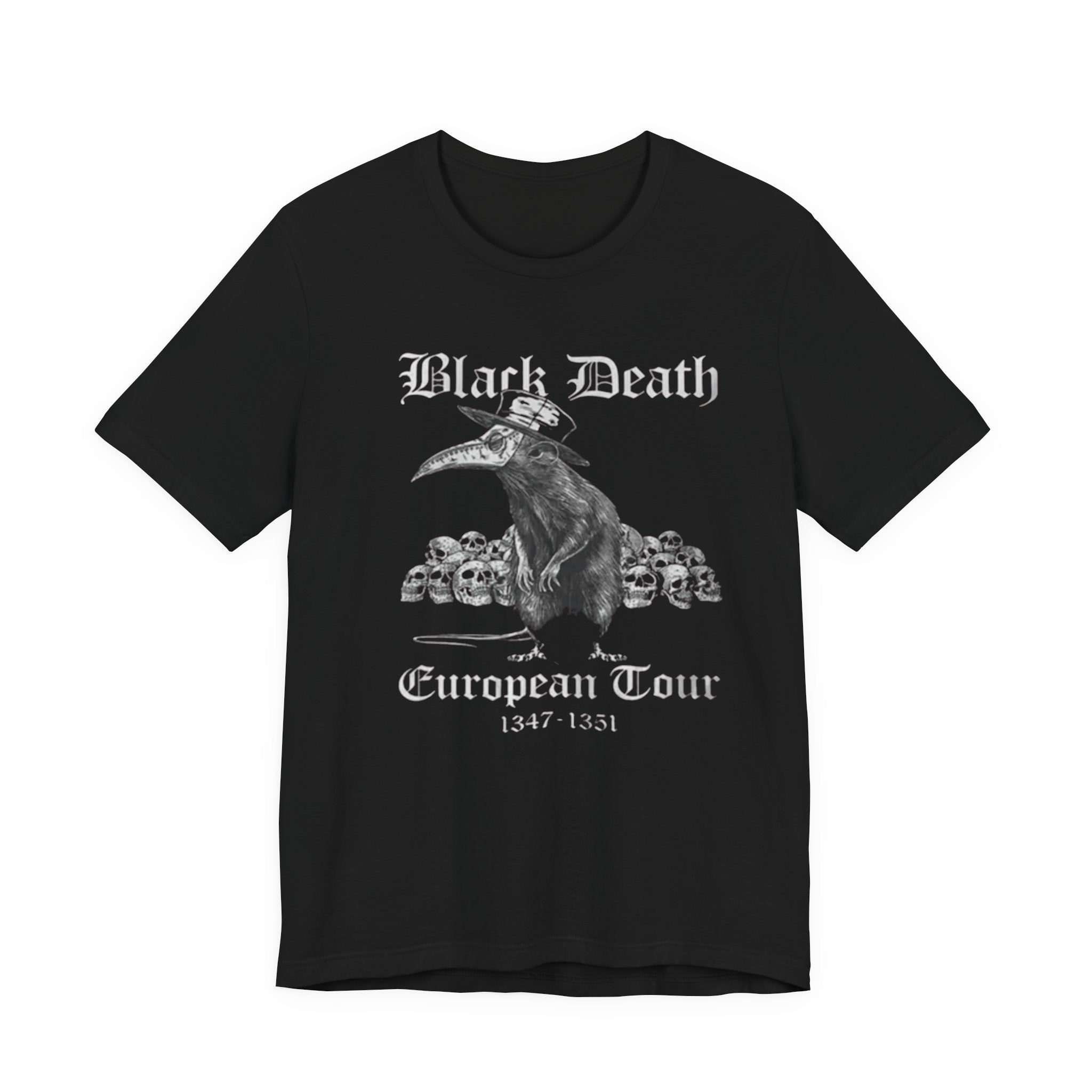 Black Death Plague Doctor crow European Tour T-Shirt | 1347-1351 gothic tee
