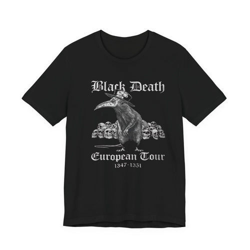 Black Death Plague Doctor crow European Tour T-Shirt | 1347-1351 gothic tee