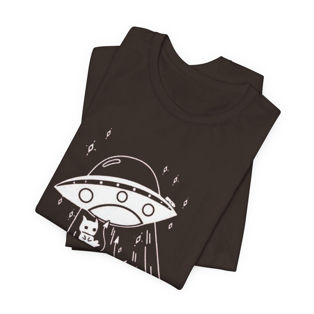 Alien cat abduction tee, Celestial Hand Line Art Tee | Minimal Mystic Illustration, White T-Shirt
