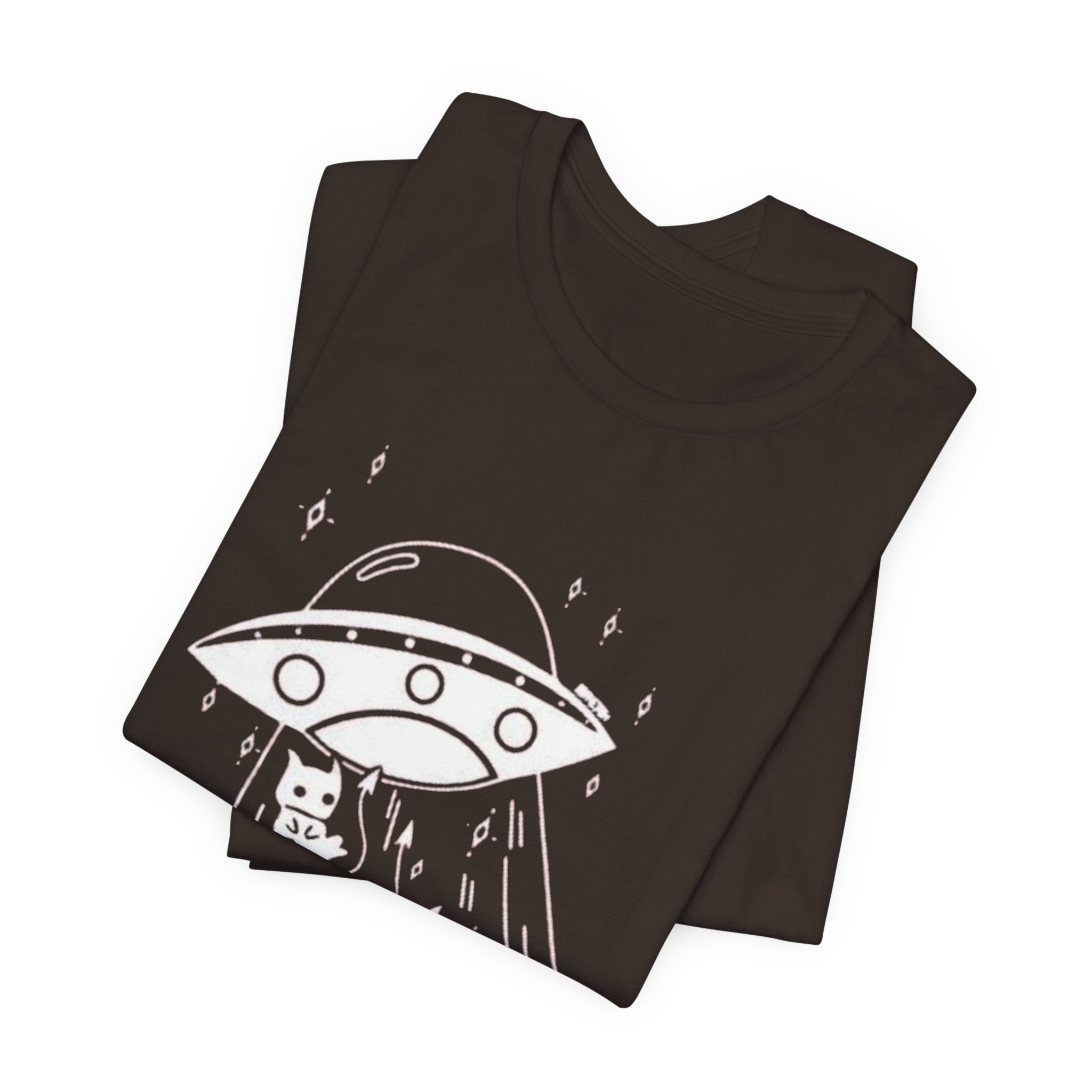 Alien cat abduction tee, Celestial Hand Line Art Tee | Minimal Mystic Illustration, White T-Shirt