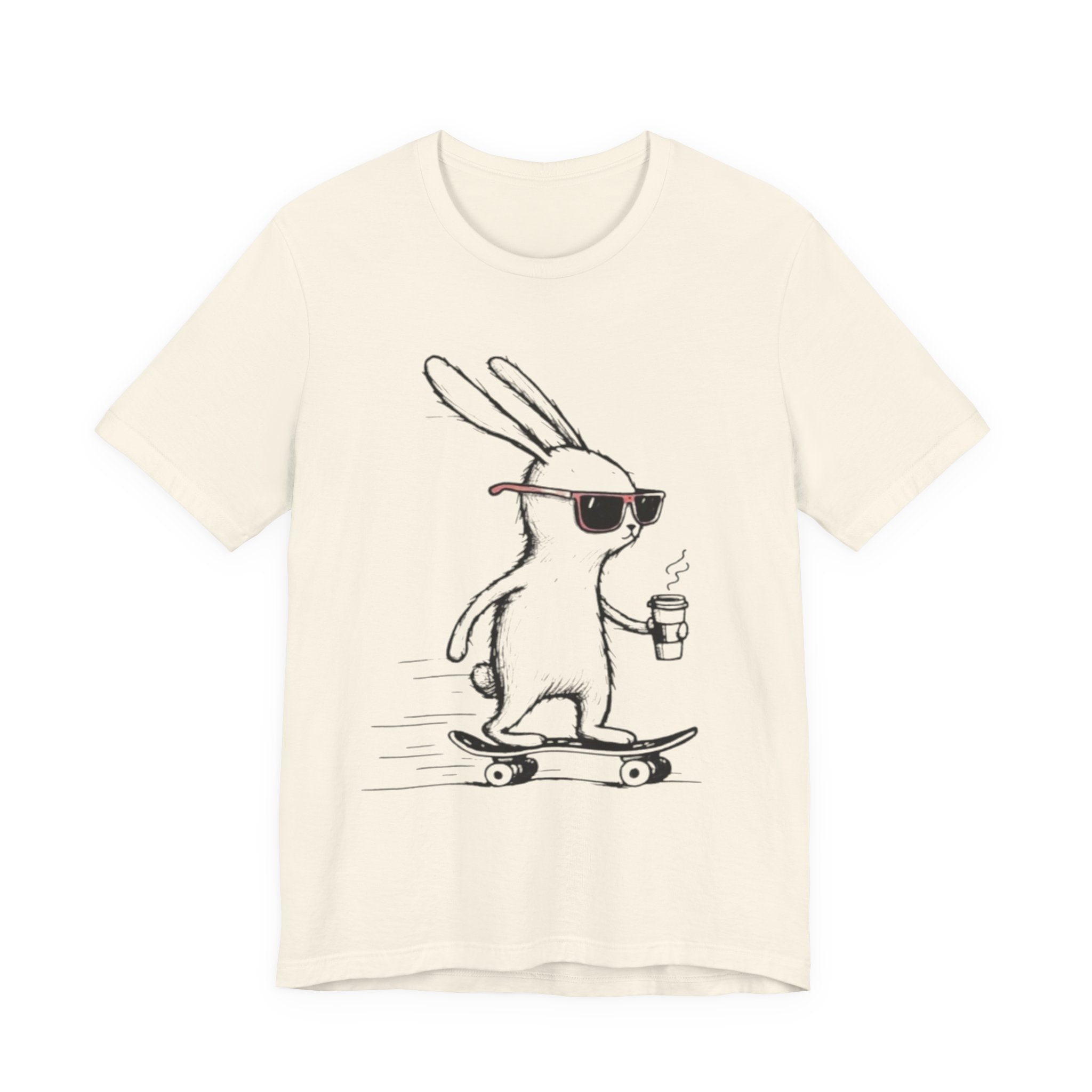 Cool Skateboarding Rabbit Tee, Unisex Short Sleeve Shirt, Funny Animal T-Shirt, Casual Daily Wear, Gift for Rabbit Lovers
