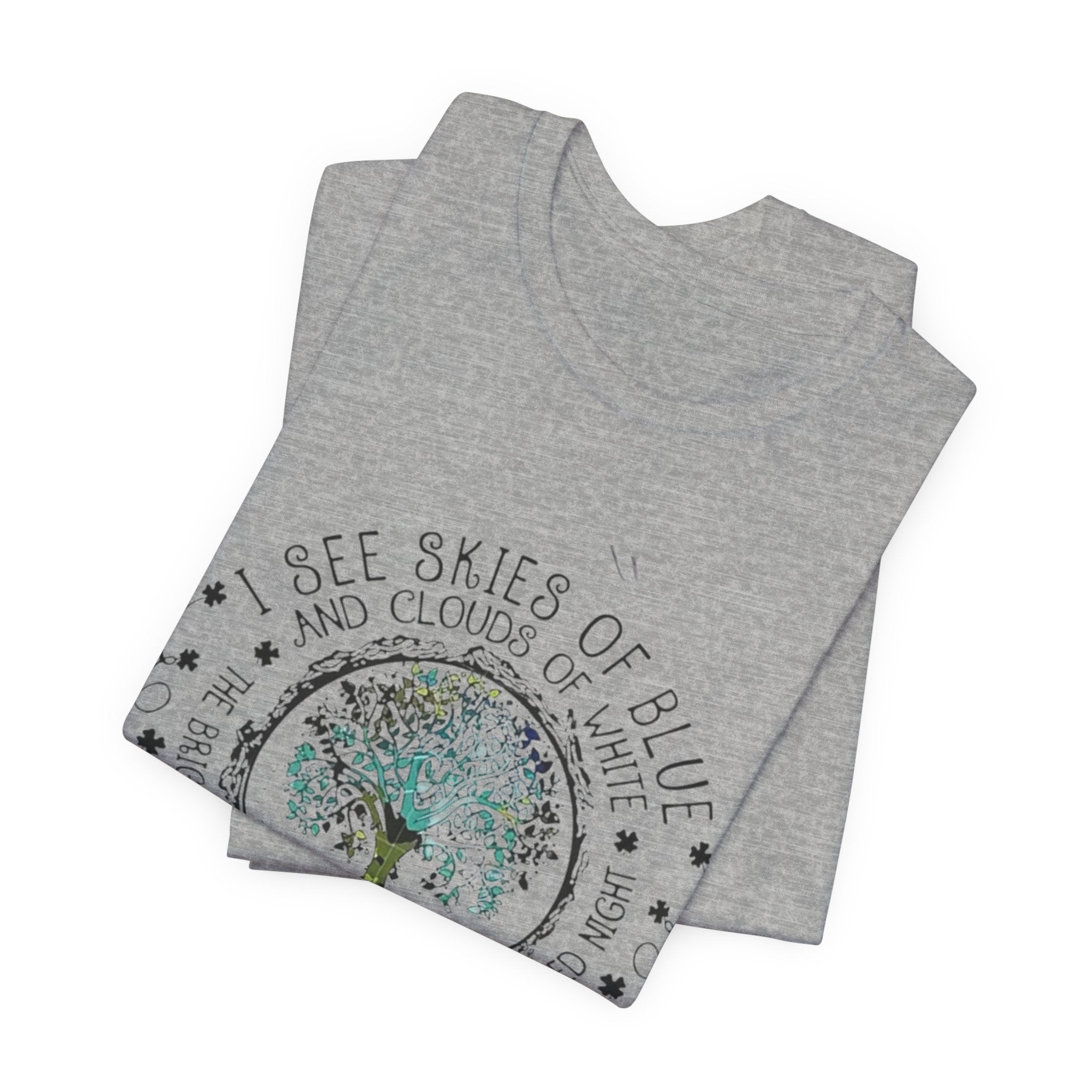 Vintage Inspirational Tee, Unisex Jersey T-Shirt, Nature Lover Gift, Skies of Blue Design, Positive Quote Shirt, Eco-Friendly Apparel