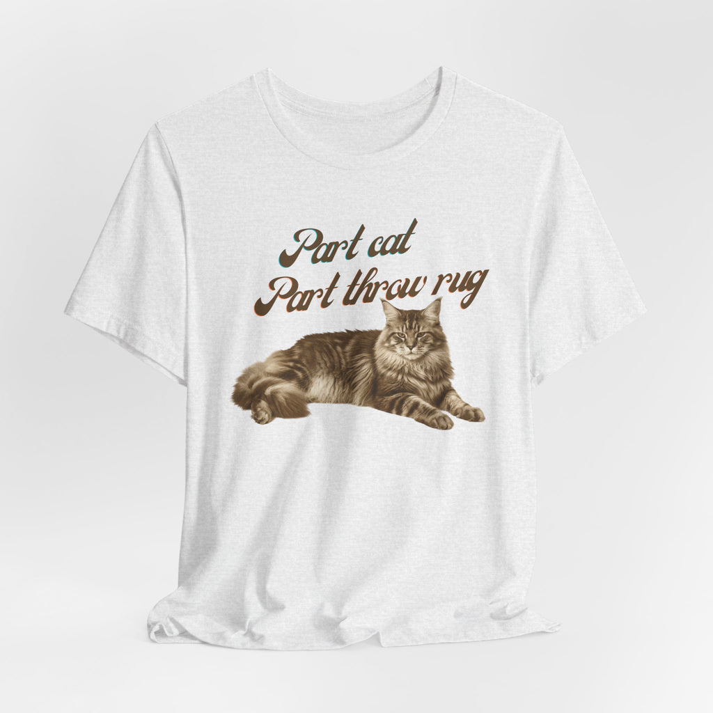 Maine Coon Cat T-Shirt | Vintage Maine Coon Cat Illustration, Part Cat Part throw rug