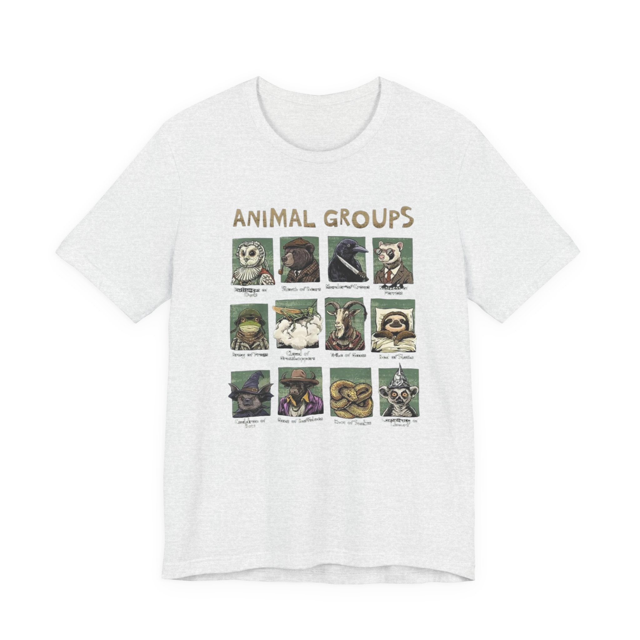 Animal Groups tee | Vintage animal illustrations grid