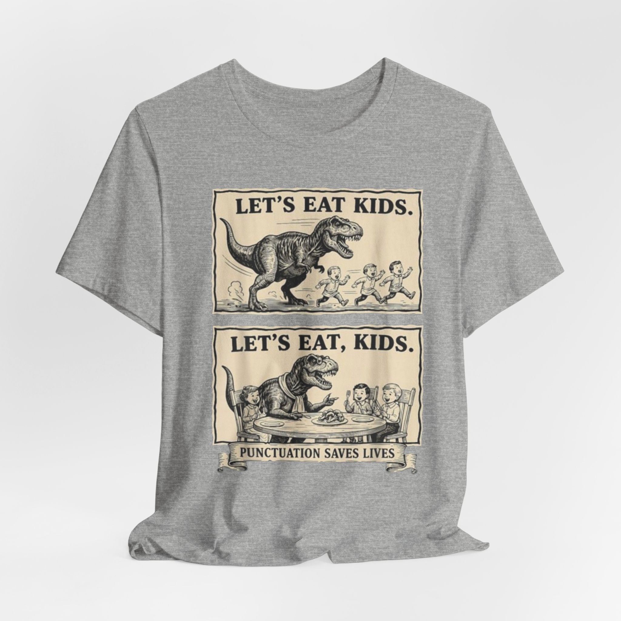Punctuation Saves Lives comic panel Tee | Let's eat kids, Let's eat, kids design, English Teacher shirt