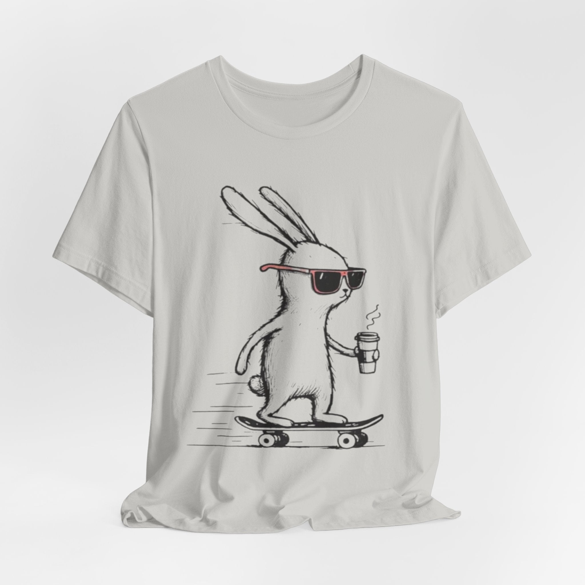 Cool Skateboarding Rabbit Tee, Unisex Short Sleeve Shirt, Funny Animal T-Shirt, Casual Daily Wear, Gift for Rabbit Lovers