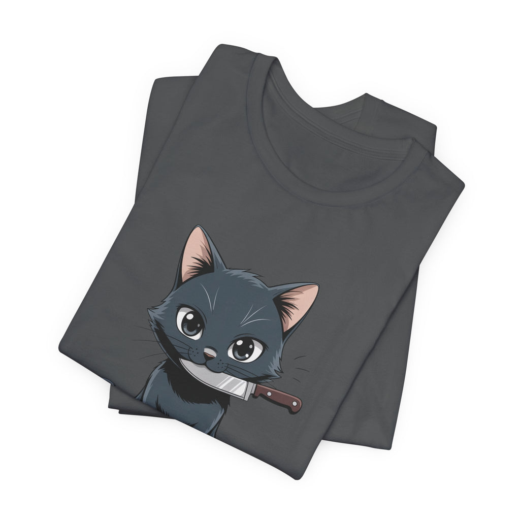Cute Cat Snack Time Tee, Unisex Cartoon T-Shirt, Pet Lover Gift, Animal Lover Apparel, Funny Cat Shirt, Gift for Cat Owners