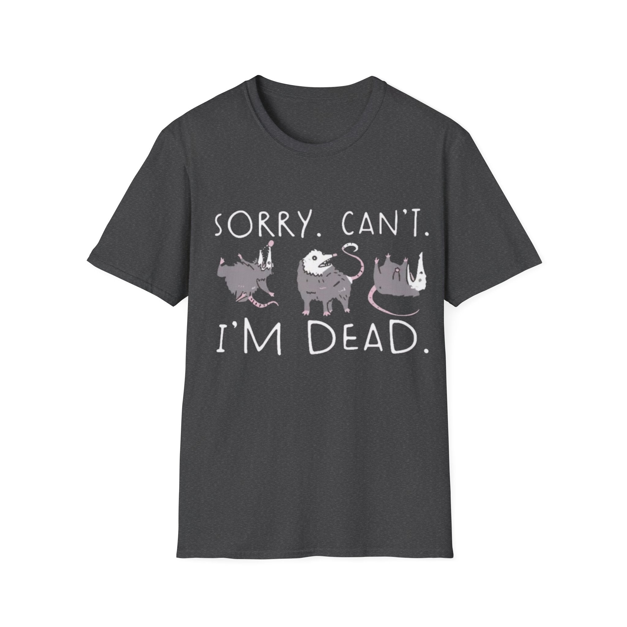 Sorry Can't I'm Dead Opossum T-Shirt | Goth Cat Illustration, Humorous Halloween Tee