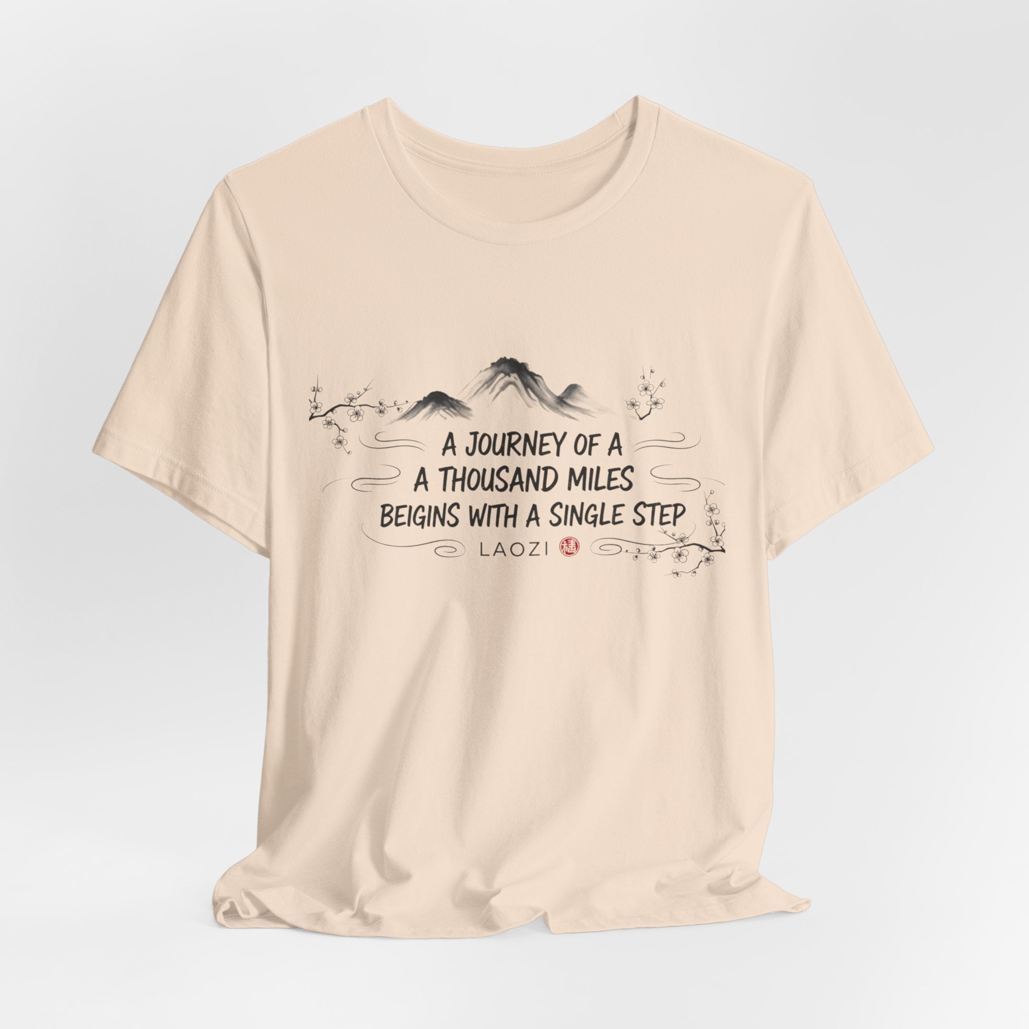 A Journey of a Thousand Miles tee | Mountain Quote Shirt, Minimal Zen Design