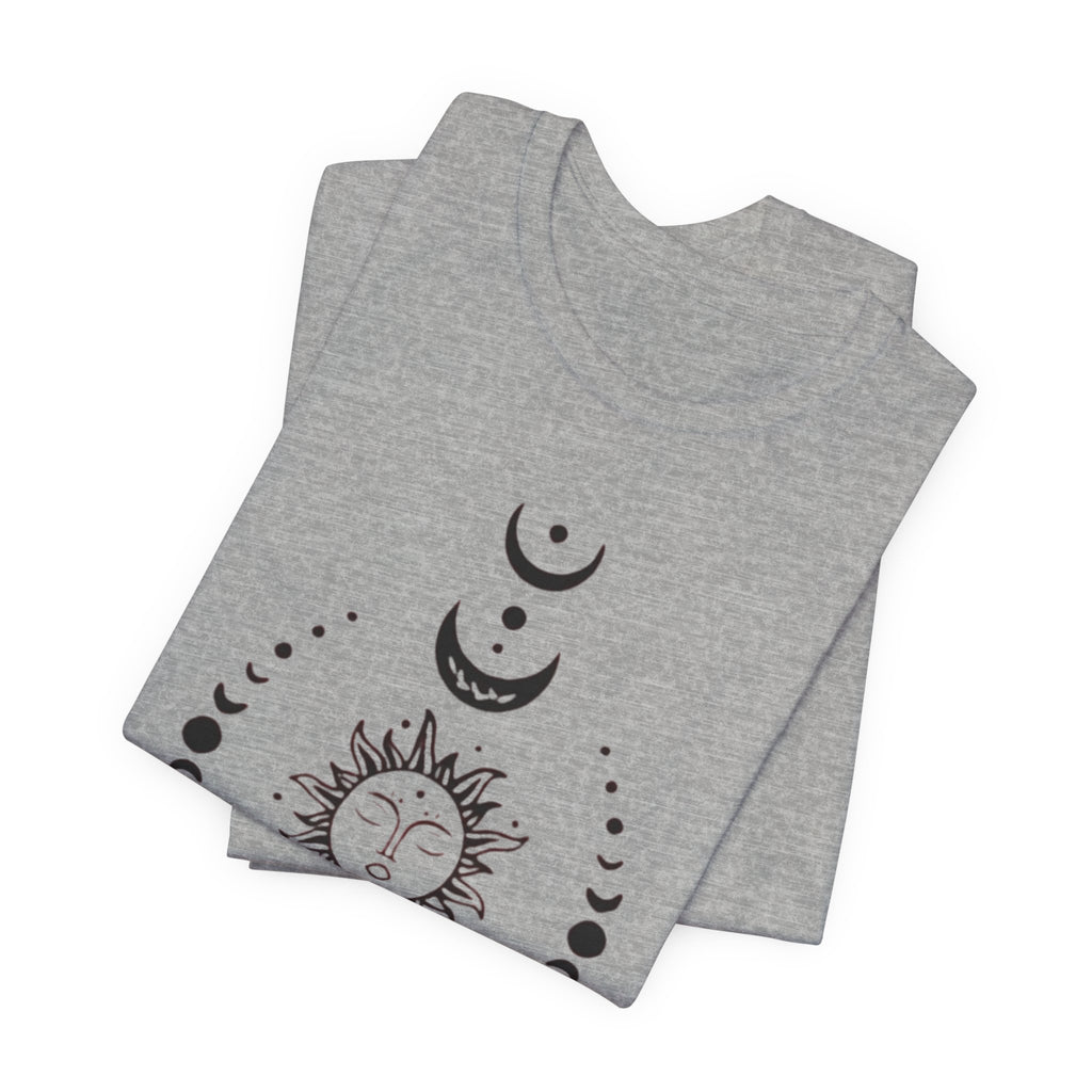 Celestial Phase Unisex Tee | Sun and Moon Graphic Tee, Astrology Shirt, Boho Style, Gift for Sky Lovers, Casual Everyday Wear